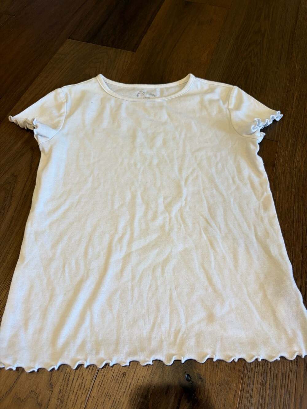 Art Class Short Sleeve Lettuce Edge T-Shirt Size L 10/12 White